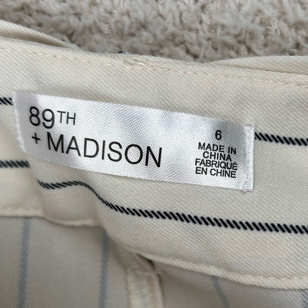89th + Madison Shorts Womens 6 Ivory Black Pin Stripe Boho Beach High Waist - Picture 7 of 9